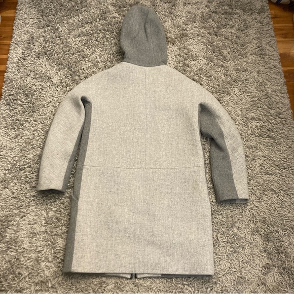 J. Crew Women’s Nello Gori Stadium Cloth Hooded Colorblock Coat w/ Leather Trim - Picture 4 of 10